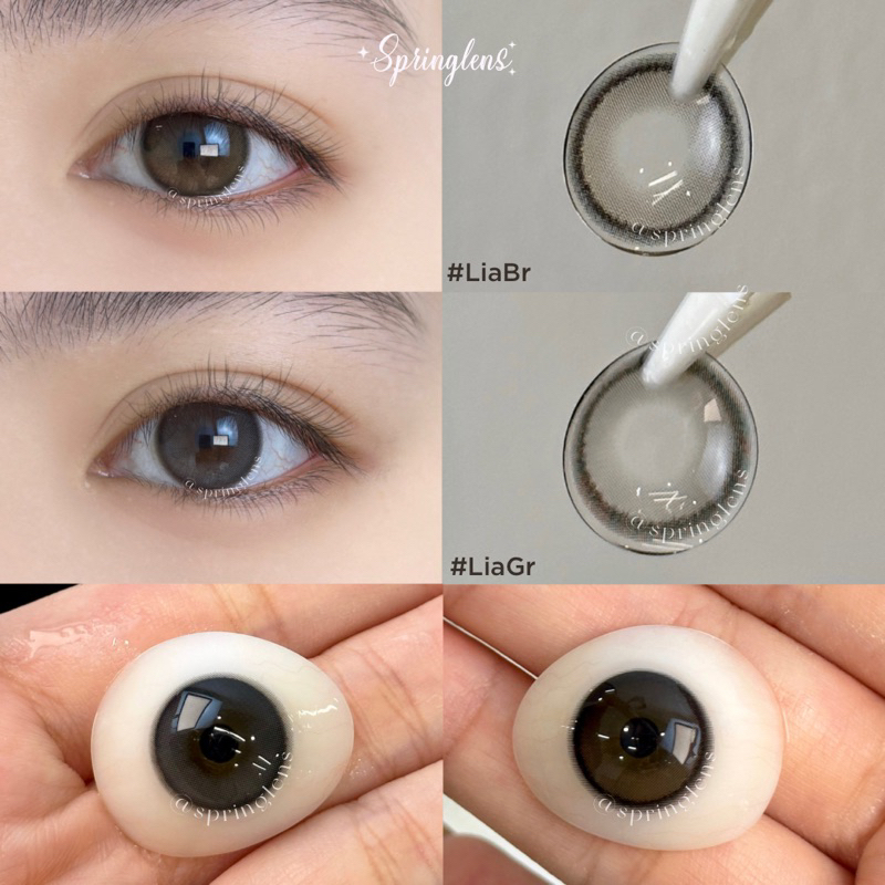 Kính áp tròng LIA BROWN (Julia) hiệu ứng nâu viền phớt nhẹ có giãn 1 tháng | Spring Lens