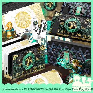 Oled/V1/V2/Lite Set Phụ Kiện Case Ốp, Hộp Băng, Nút Bọc Nintendo Switch Zelda Tears Of The Kingdom