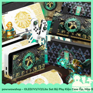 Oled/V1/V2/Lite Set Phụ Kiện Case Ốp, Hộp Băng, Nút Bọc Nintendo Switch Zelda Tears Of The Kingdom
