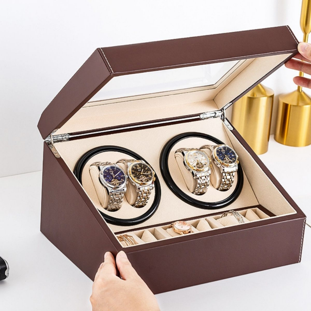 Hộp đựng đồng hồ cơ 4 xoay 6 tĩnh trưng bày - Lên cót đồng hồ cơ Automatic  | Shopee Việt Nam