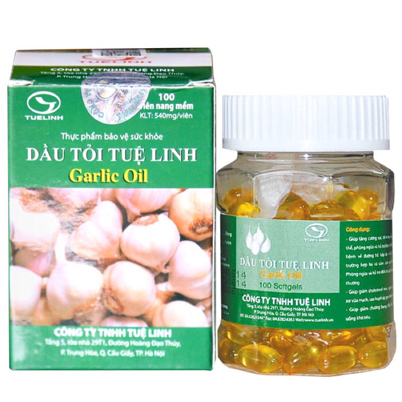 DẦU TỎI TUỆ LINH Garlic Oil (Hộp 100 viên) Hỗ Trợ Giúp Giảm Mỡ Máu