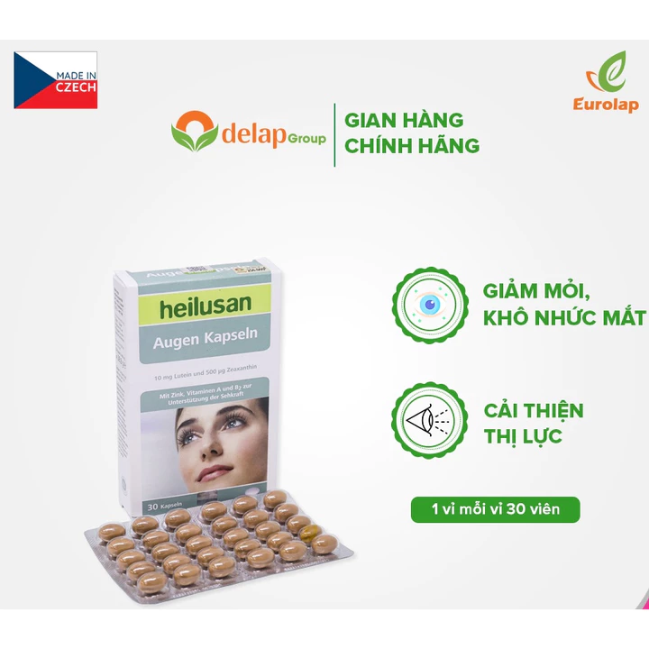 Viên Uống Bổ Mắt Heilusan Augen Kapeln Bổ Sung Dưỡng Chất Cho Mắt,Giảm Mỏi,Khô Nhức Mắt.Hộp 30 viên