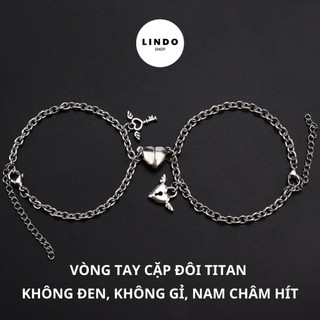 Vòng Tay Cặp Đôi Trái Tim Nam Châm Hít, Vòng Tay TiTan Không Đen, Không Gỉ, Quà tặng cho Cặp Đôi