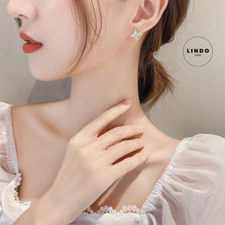 LD69 Khuyên Tai, Bông Tai Hình Thoi Đính Đá LINDO, Bông tai Thời Trang Phong Cách Thanh Lịch Thích Hợp Đeo Nhiều Dịp