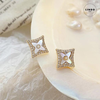 LD69 Khuyên Tai, Bông Tai Hình Thoi Đính Đá LINDO, Bông tai Thời Trang Phong Cách Thanh Lịch Thích Hợp Đeo Nhiều Dịp