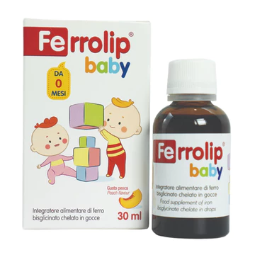 Sắt cho bé FERROLIP BABY - Sắt hữu cơ dạng siro nhỏ giọt nhập khẩu Italya, Trẻ bị thiếu máu do thiếu cho bé (lọ 30 ml)