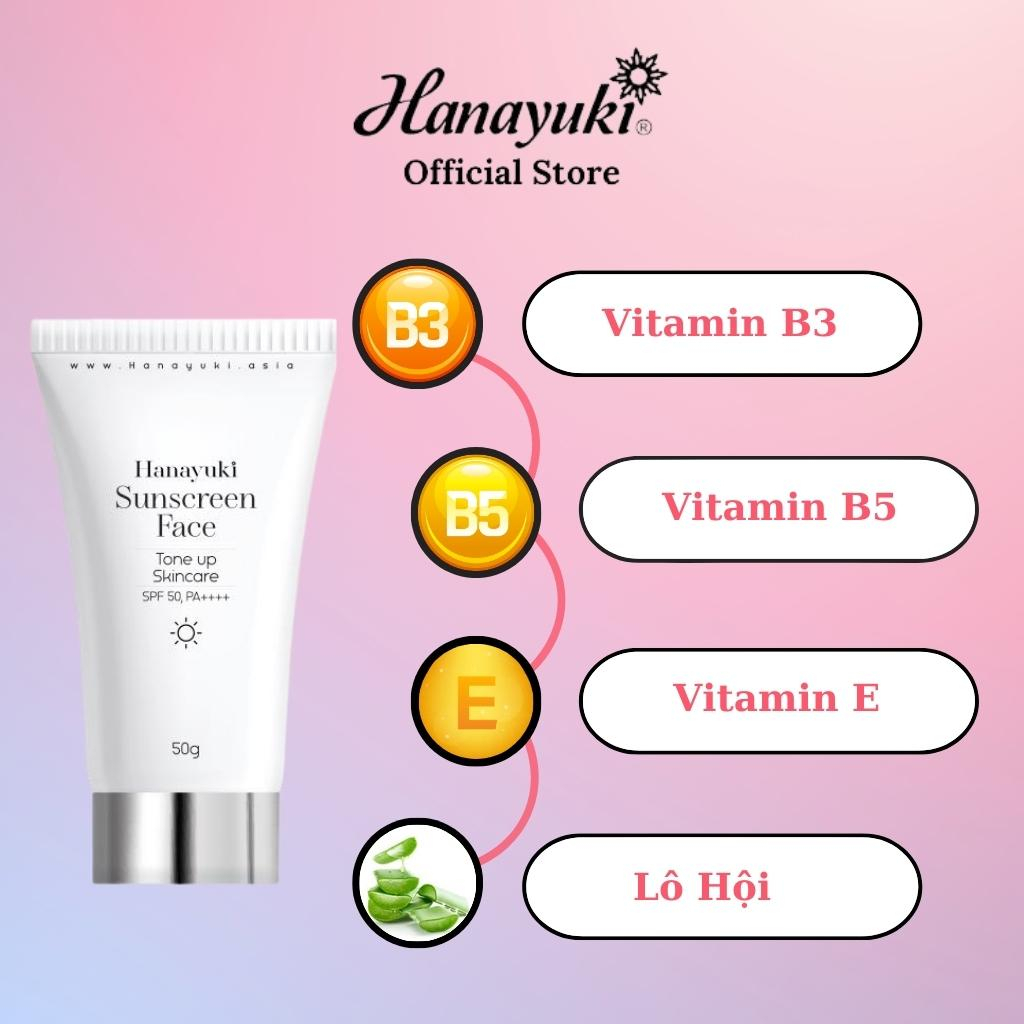 Ảnh Kem Chống Nắng Hanayuki Sunscreen Face Nâng Tông Dưỡng Trắng SPF 50+/PA++++, Chống Nắng Hanayuki Chính Hãng 50g 2