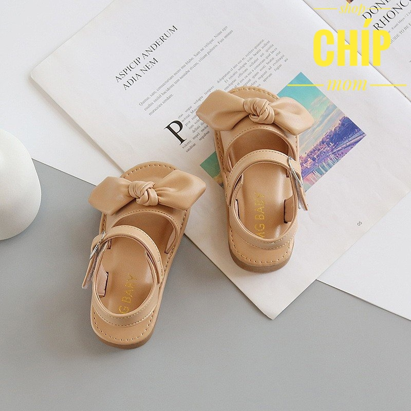 sandal bé gái dép quai hậu cho bé đi học thắt nơ siêu điệu da PU mềm êm chân mẫu mới MG BABY cho bé từ 1 tuổi SL107