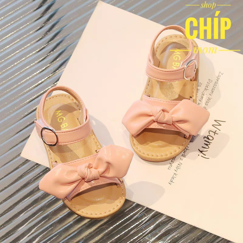 sandal bé gái dép quai hậu cho bé đi học thắt nơ siêu điệu da PU mềm êm chân mẫu mới MG BABY cho bé từ 1 tuổi SL107
