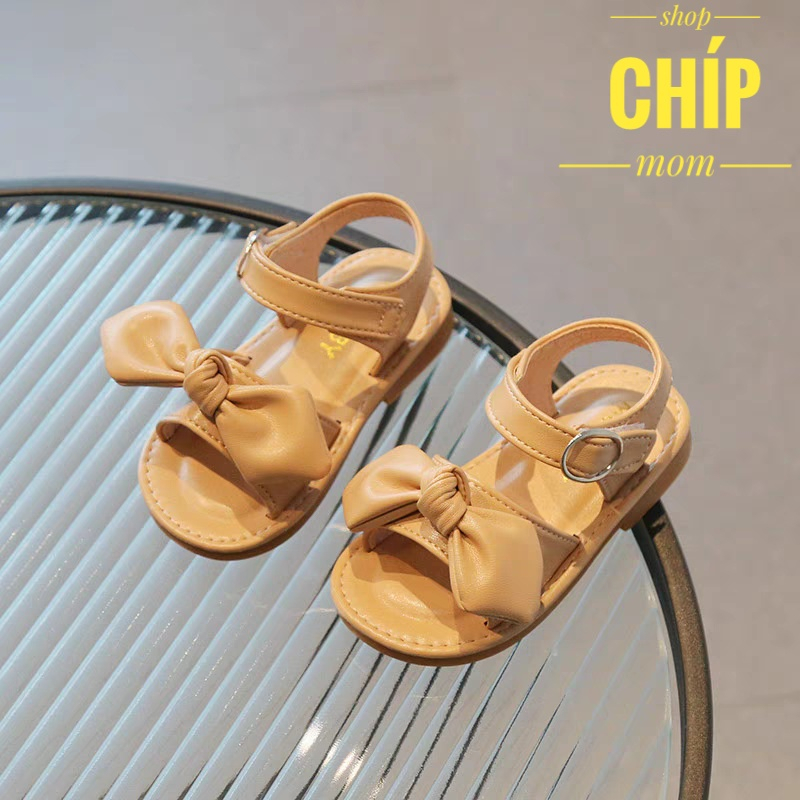 sandal bé gái dép quai hậu cho bé đi học thắt nơ siêu điệu da PU mềm êm chân mẫu mới MG BABY cho bé từ 1 tuổi SL107