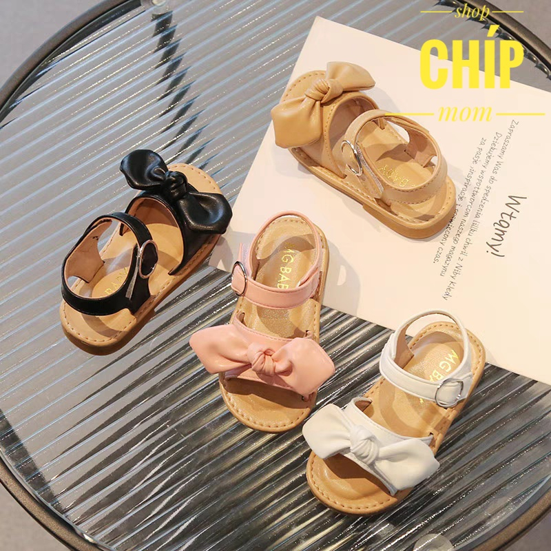 sandal bé gái dép quai hậu cho bé đi học thắt nơ siêu điệu da PU mềm êm chân mẫu mới MG BABY cho bé từ 1 tuổi SL107