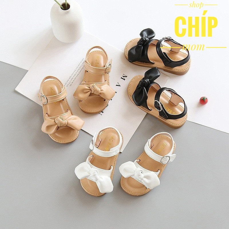 sandal bé gái dép quai hậu cho bé đi học thắt nơ siêu điệu da PU mềm êm chân mẫu mới MG BABY cho bé từ 1 tuổi SL107