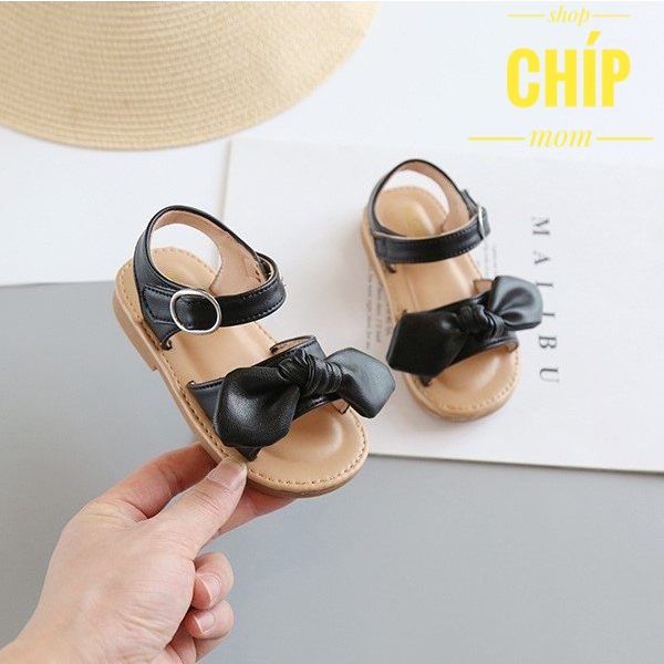 sandal bé gái dép quai hậu cho bé đi học thắt nơ siêu điệu da PU mềm êm chân mẫu mới MG BABY cho bé từ 1 tuổi SL107