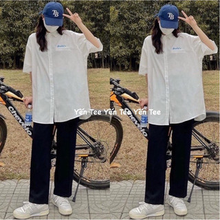 ( Xả Kho ) Áo sơmi chữ thêu oot From Rộng chất đẹp , vãi đũi xước mát , thấm hút mồ hôi