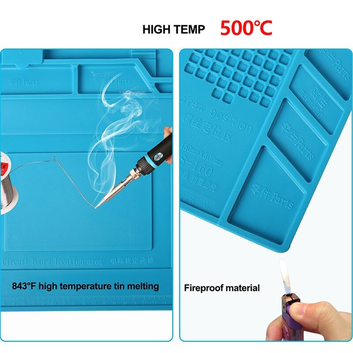 Tấm Lót Bàn Sửa Chữa Điện Thoại Laptop, Thảm Kỹ Thuật Dụng Cụ Vít Sửa Điện Thoại Đồng Hồ Bằng Silicon Chịu Nhiệt Loại To