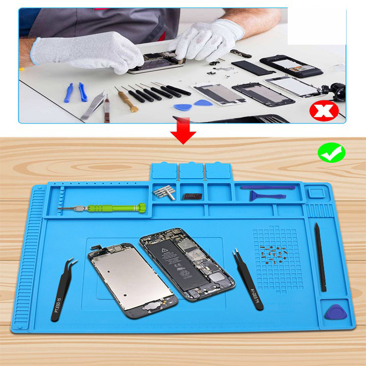Tấm Lót Bàn Sửa Chữa Điện Thoại Laptop, Thảm Kỹ Thuật Dụng Cụ Vít Sửa Điện Thoại Đồng Hồ Bằng Silicon Chịu Nhiệt Loại To
