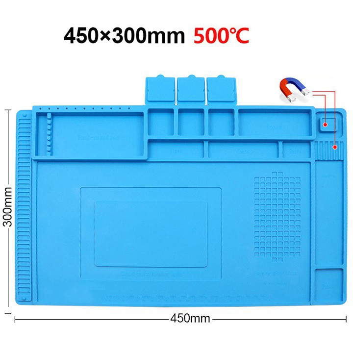 Tấm Lót Bàn Sửa Chữa Điện Thoại Laptop, Thảm Kỹ Thuật Dụng Cụ Vít Sửa Điện Thoại Đồng Hồ Bằng Silicon Chịu Nhiệt Loại To