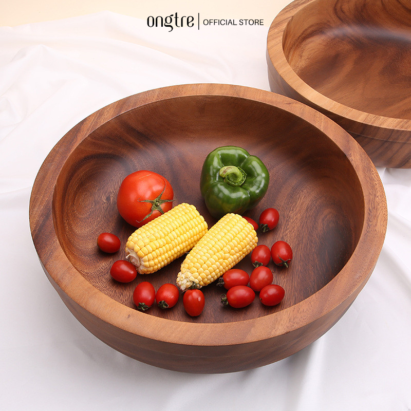 Bát Gỗ Nguyên Khối ONGTRE Cao Cấp - Bát Salad, Tô Gỗ Đựng Trái Cây, Quà Tặng, Ăn Healthy, Salad wood bowls