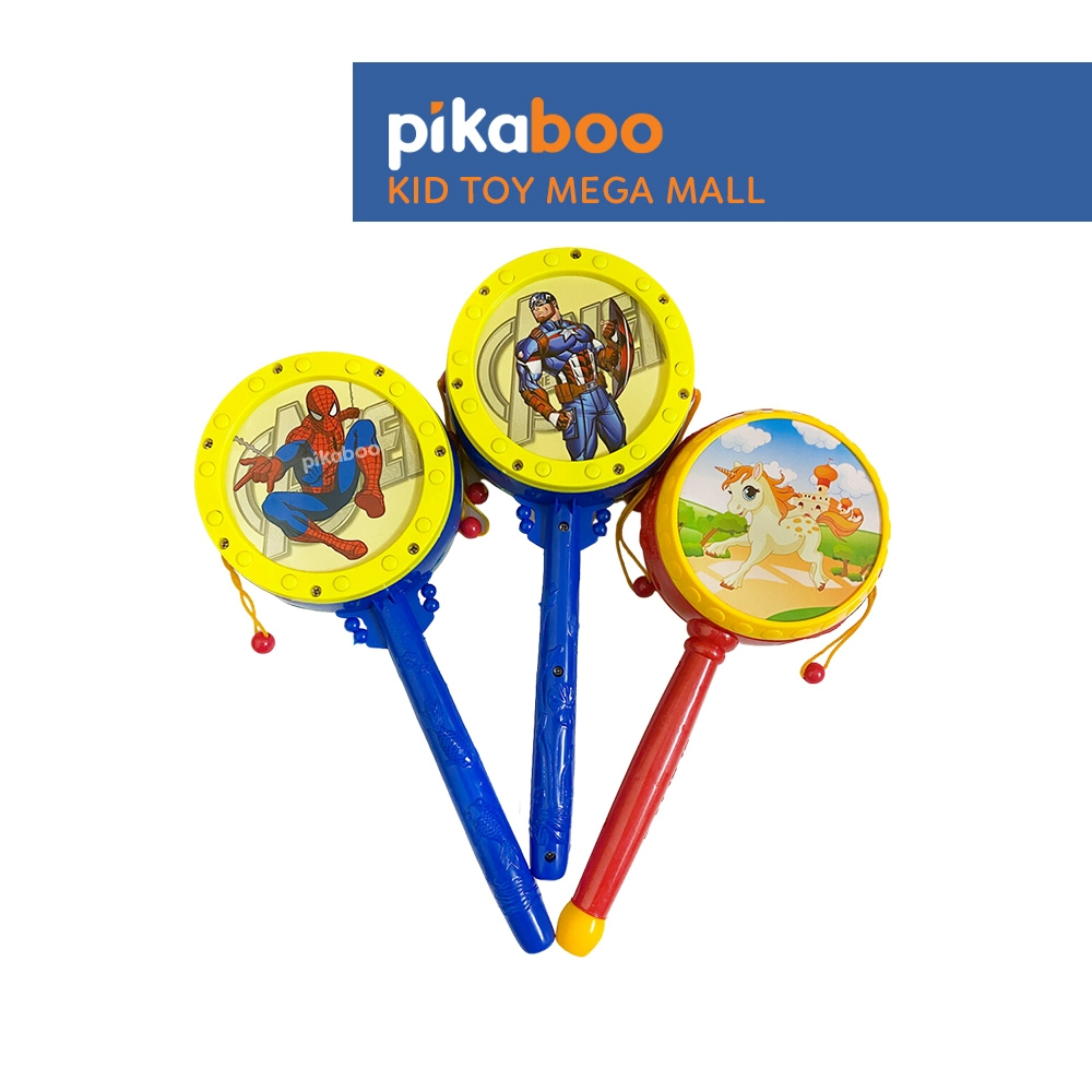 Đồ chơi trống lắc Pikaboo cho bé tiếng trống giòn giã vui tai chất liệu nhựa ABS an toàn