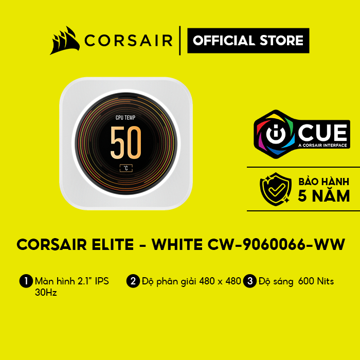 [Mã ELCL7 giảm 7% đơn 300K] Màn hình LCD dùng cho tản nhiệt nước Corsair ELITE - White/CW-9060066-WW