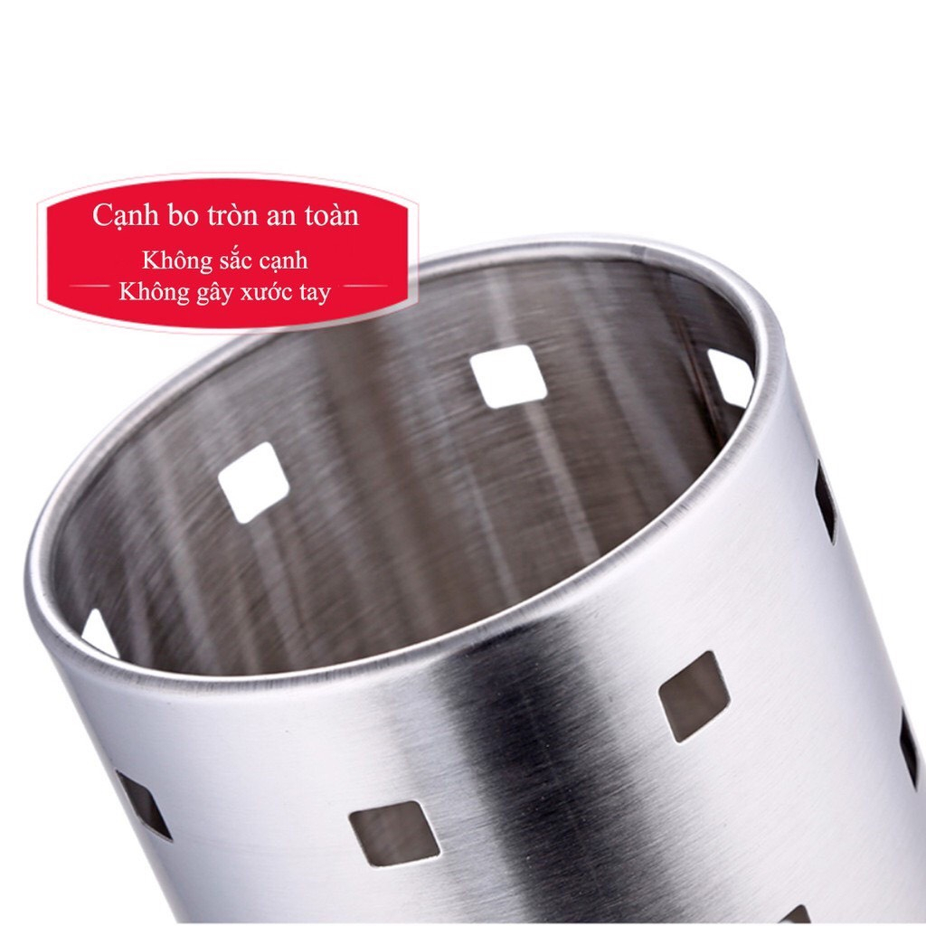 Ống Đựng Đũa -  Muỗng Inox Dạng Tròn Thoát Nước Nhanh - Ống Đựng Đũa -  Muỗng