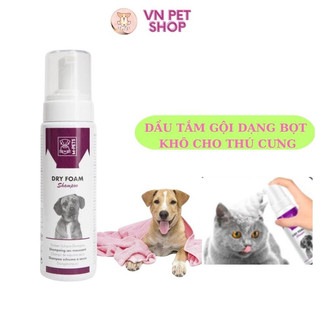 Bọt tắm khô Dry Foam Shamoo 230ml M-pets dưỡng lông diệt khuẩn thơm mát dễ chịu thú cưng vn pet shop