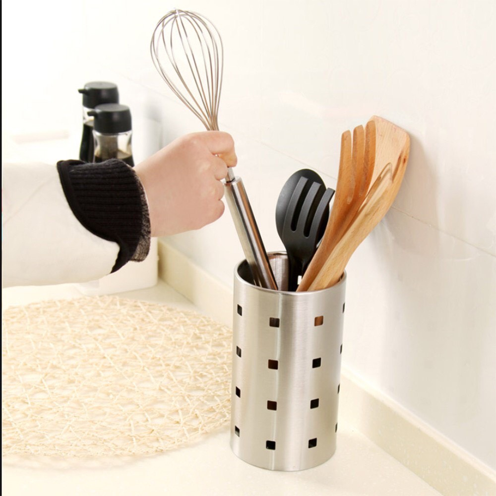 Ống Đựng Đũa -  Muỗng Inox Dạng Tròn Thoát Nước Nhanh - Ống Đựng Đũa -  Muỗng