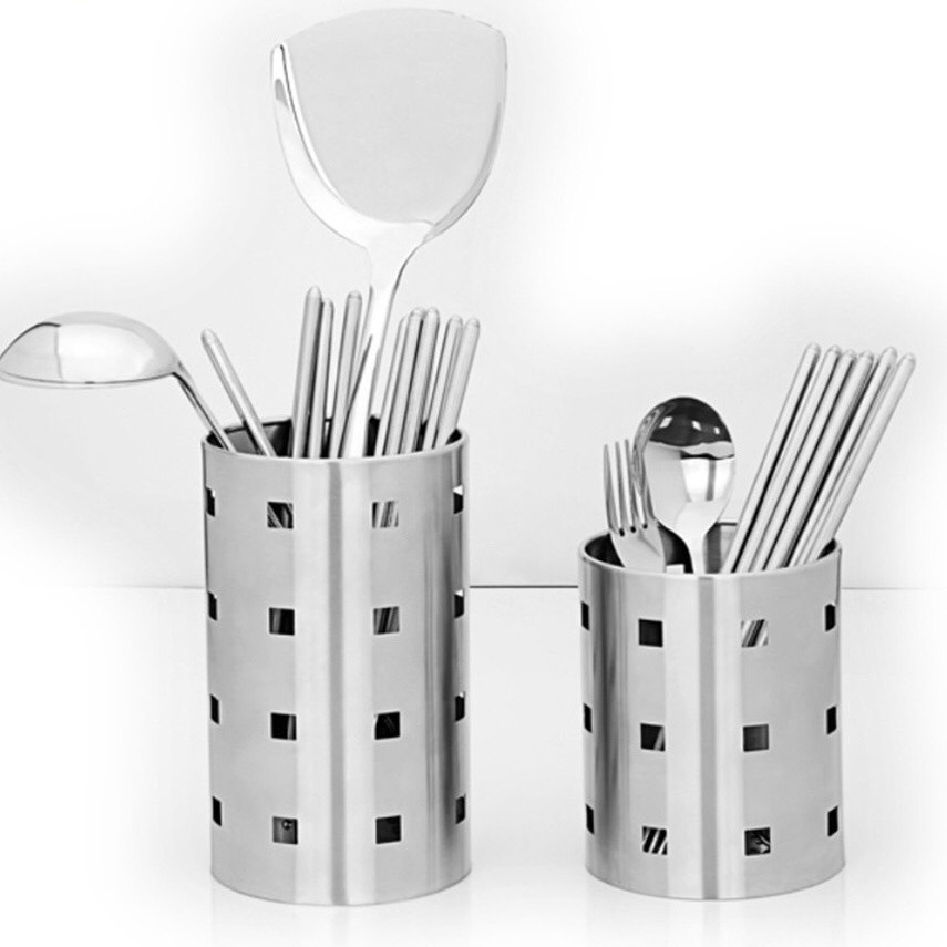 Ống Đựng Đũa -  Muỗng Inox Dạng Tròn Thoát Nước Nhanh - Ống Đựng Đũa -  Muỗng