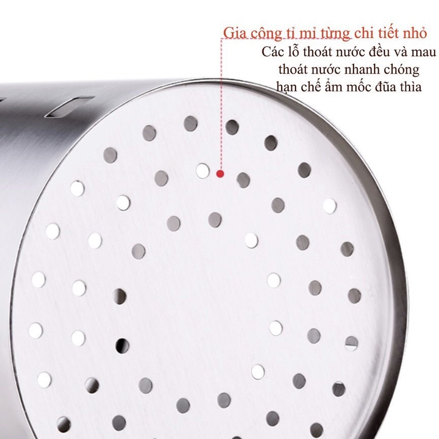Ống Đựng Đũa -  Muỗng Inox Dạng Tròn Thoát Nước Nhanh - Ống Đựng Đũa -  Muỗng