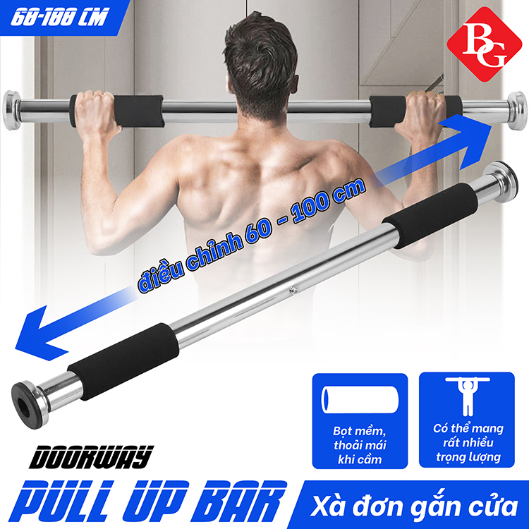 Ảnh BG Xà đơn treo tường cao cấp gắn cửa độ dài tùy chỉnh từ 60-150cm 2