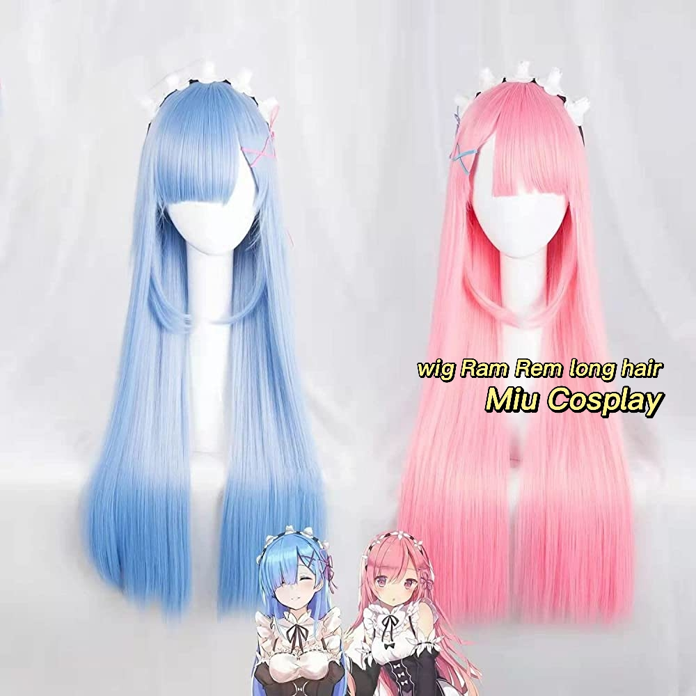 Sẵn] Rem Wig/tóc giả cosplay Ram và Rem long hair - Re: Zero (ver long hair)  màu xanh da trời [Miu Cosplay] | Shopee Việt Nam