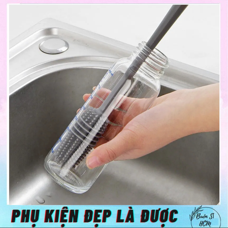 Cây cọ rửa ly, bình nước silicon cán dài, vệ sinh dễ dàng các vật dụng ...
