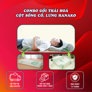Combo gối kê chống thoái hóa đốt sống cổ và gối kê lưng chống thoát vị đĩa đệm chính hãng HANAKO