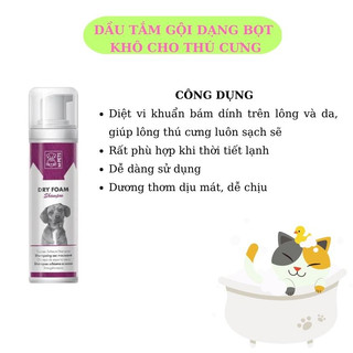 Bọt tắm khô Dry Foam Shamoo 230ml M-pets dưỡng lông diệt khuẩn thơm mát dễ chịu thú cưng vn pet shop