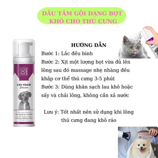 Bọt tắm khô Dry Foam Shamoo 230ml M-pets dưỡng lông diệt khuẩn thơm mát dễ chịu thú cưng vn pet shop