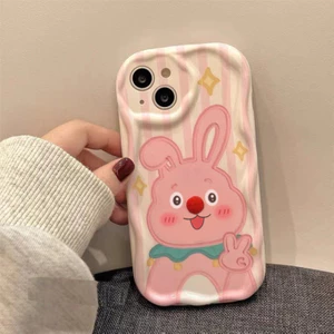 Ốp lưng Viền nổi cạnh sóng thỏ hồng cute 6s/6splus/7/7plus/8/8plus/x/11/12/13/14/max/promax sk1000