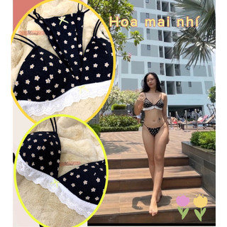 Set đồ lót, áo bralette hoa mai nhí cotton