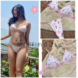 Set đồ lót, Áo bralette không gọng mút mỏng tone màu hồng ngọt lịm - Hàng handmade - Mimi House