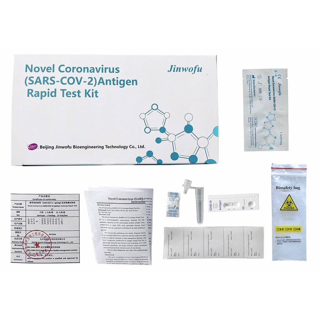 COMBO Một Hộp 25 Bộ Kit Test Nhanh lấy dịch mũi Covid Novel Coronavirus