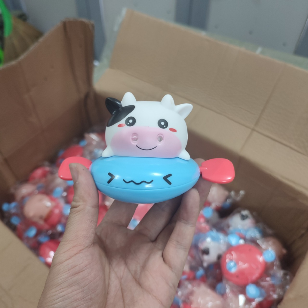 Rùa bơi heo bò chèo thuyền trong nước đồ chơi nhà tắm cho bé