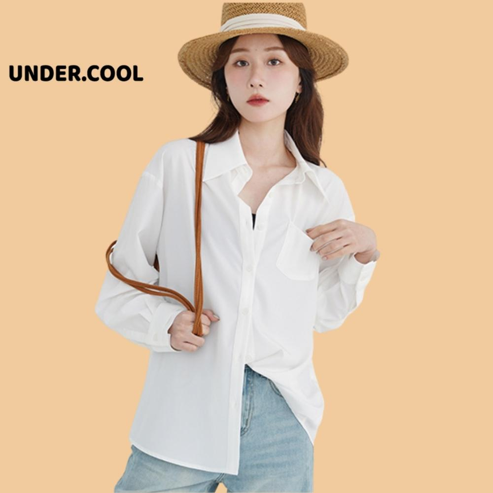 Áo Sơ Mi nữ basic trắng đen xanh cốm be UNDERCOOL Chất Lụa Hàn Form Rộng Dài Tay Vintage đi học đi làm ASM04