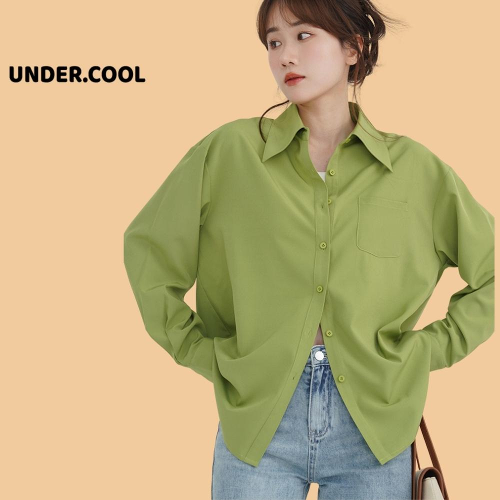Áo Sơ Mi nữ basic trắng đen xanh cốm be UNDERCOOL Chất Lụa Hàn Form Rộng Dài Tay Vintage đi học đi làm ASM04