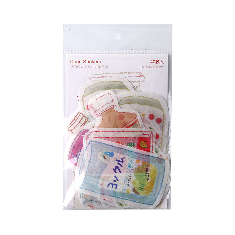 Sticker dán trang trí 40 miếng HD17-K72 dễ thương theo các tone màu DIY Crafts, Scrapbook, Journal, Diary, Planner
