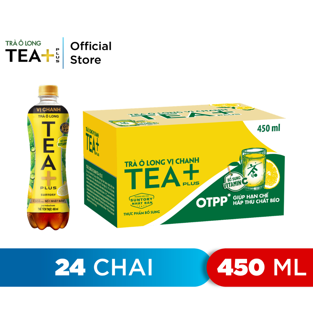 [HỎA TỐC-HN&ĐN&HCM]Thùng 24 Chai Trà Ô long Tea+ Vị Chanh (450 ml/chai)