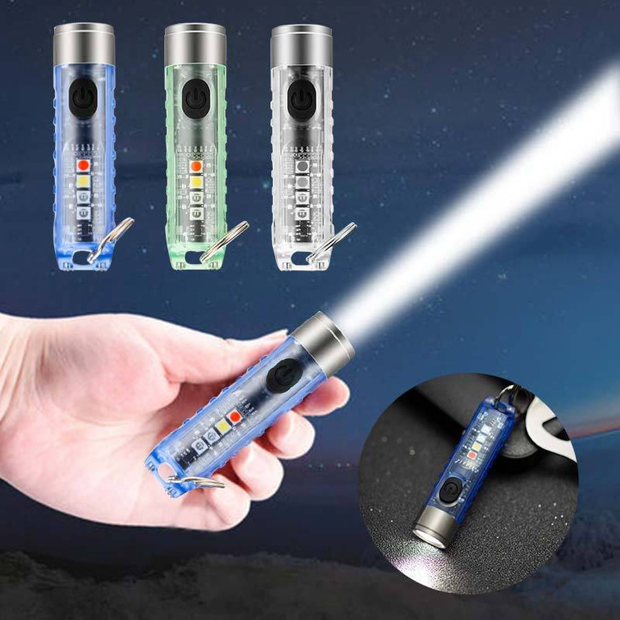 Đèn pin LED mini siêu sáng chống nước sạc usb đa chức năng cảnh báo ...