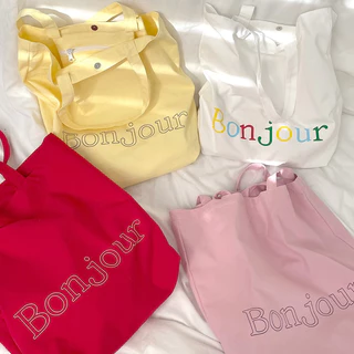 Túi tote vải BONJOUR mềm đeo vai basic Uzzlang Style 2023