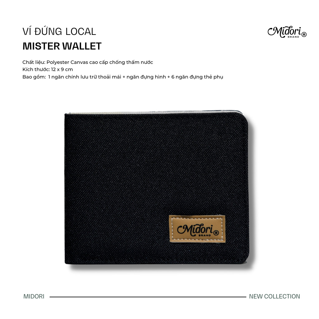 Ví Vải Đứng Mister Wallet Nam Nữ Polyester Siêu Bền Đẹp Chống Nước Unisex local brand
