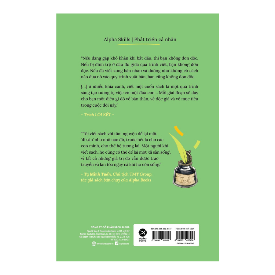 Sách > Hành Trình Viết Sách - Từ Ý Tưởng Đến Hiện Thực - Kelly Notaras (Alpha Books)