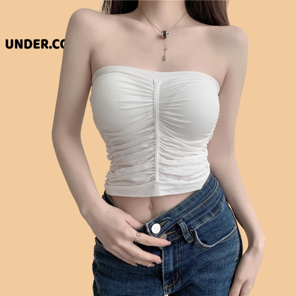 Áo quây ống hai lớp UNDERCOOL Không Dây Cúp Ngực Đệm Đẩy Ngực Tạo khe ABL09