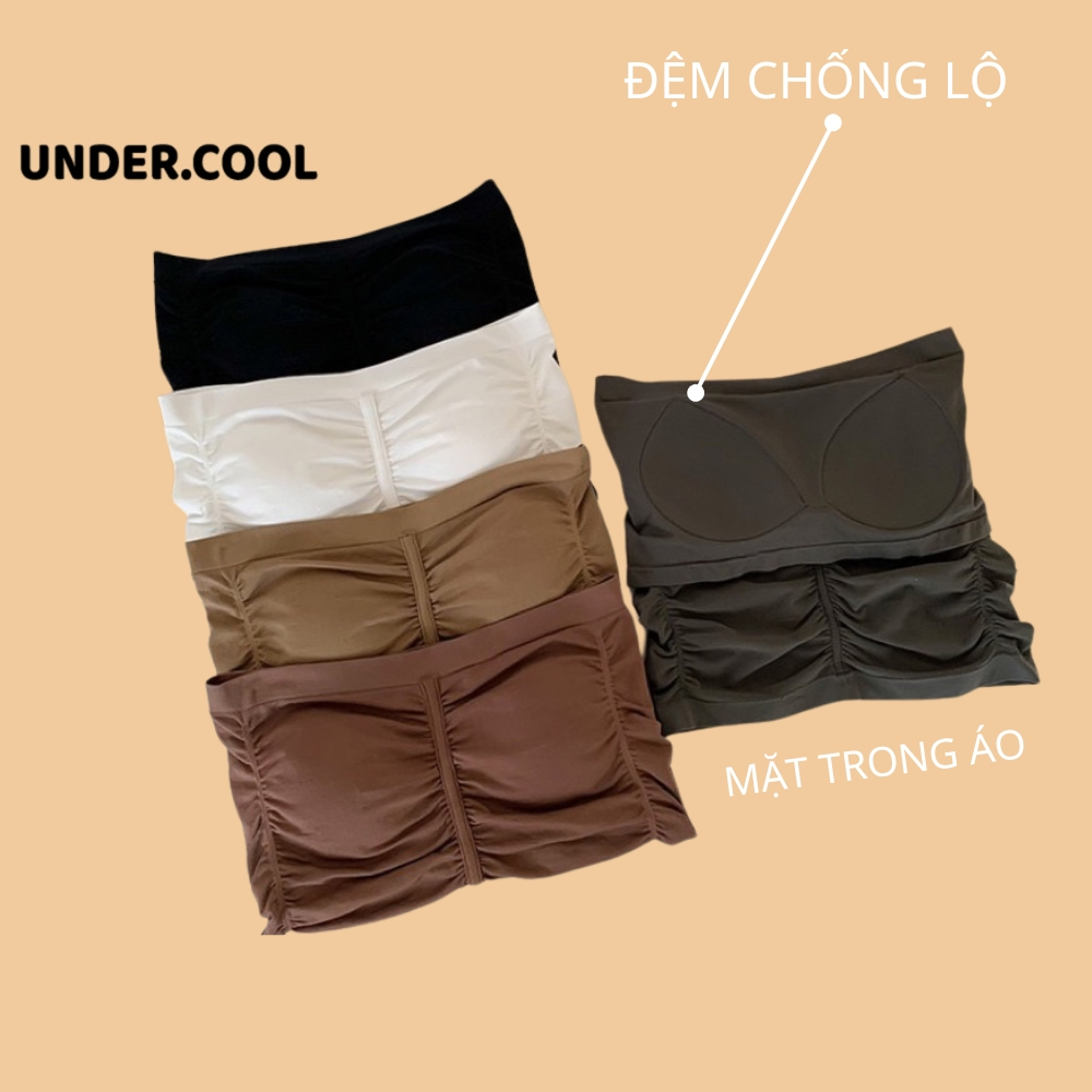 Áo quây ống hai lớp UNDERCOOL Không Dây Cúp Ngực Đệm Đẩy Ngực Tạo khe ABL09